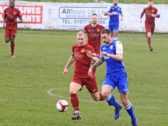 Adam Priestley in action against Frickley Athletic. PIC: John Hirst.