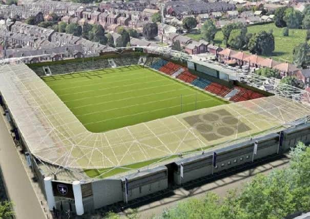 An artist's impression of how Belle Vue may look after redevelopment, though the scale of the ground's improvements is not known yet.