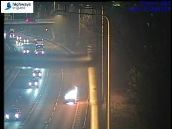 There is a vehicle fire on the M62 near Wakefield.