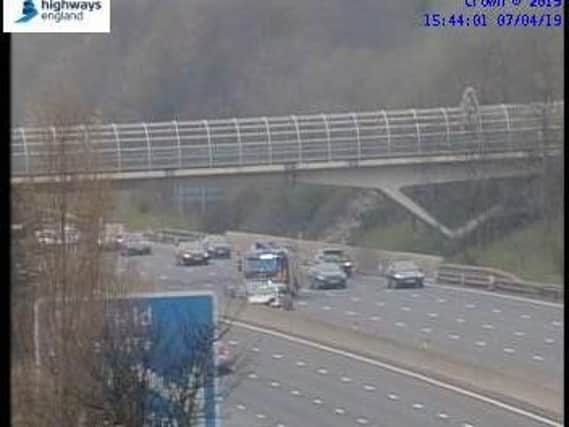 The crash scene on the M1 southbound (Picture: Highways England).