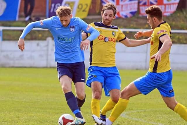 Action from Ossett United's 2-1 win over Tadcaster Albion on Saturday afternoon. PIC: John Hirst.