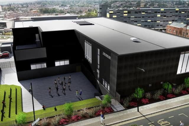 The 4,550 metre square building will include dance, drama and singing studios, social spaces and an amphitheatre. Picture: Race Cottam Associates