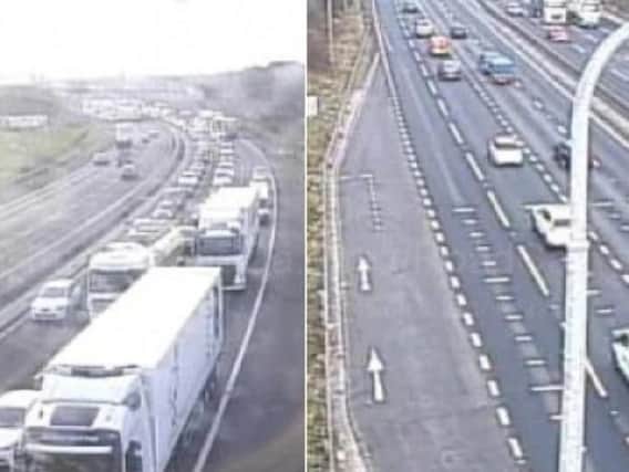 Traffic is building on the M62