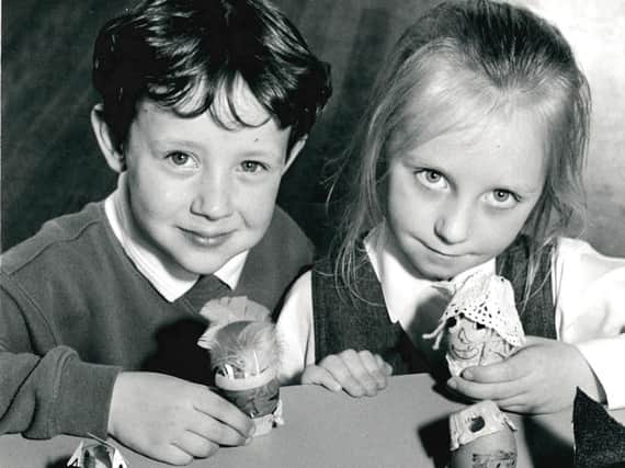259. Clifton Infants School. Pupils decorate eggs for Easter. Photograph published in the Wakefield Express 1.4.1994.