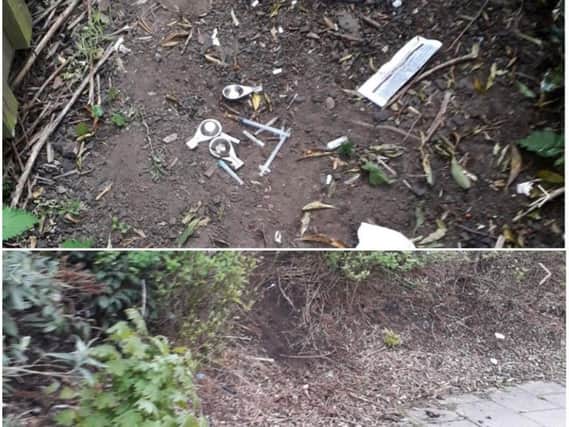 The needles were found on the public footpath near the city centre.