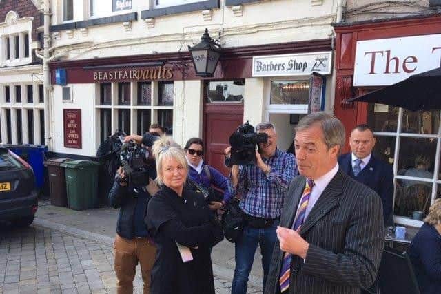 Brexit Party leader Nigel Farage made an appearance in Pontefract this morning.