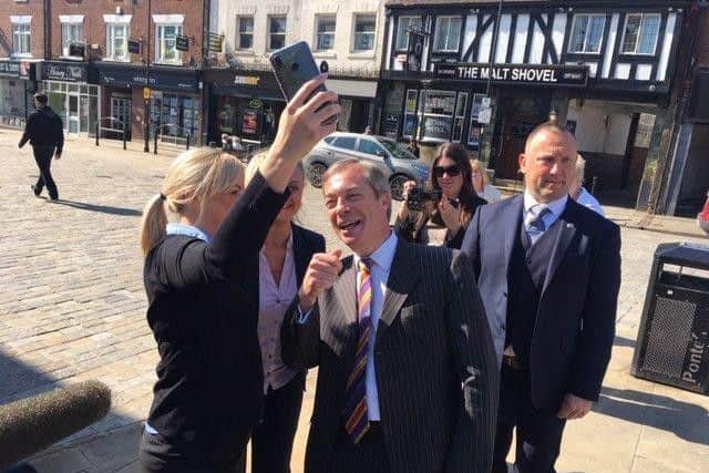 Brexit Party leader Nigel Farage made an appearance in Pontefract this morning.