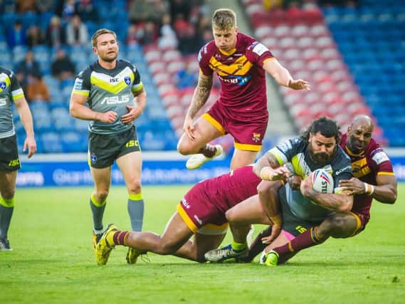 David Fifita in action against Huddersfield Giants. PIC: James Heaton.