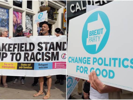 Brexit Party leader Nigel Farage was met with opposition when he visited Wakefield this afternoon.