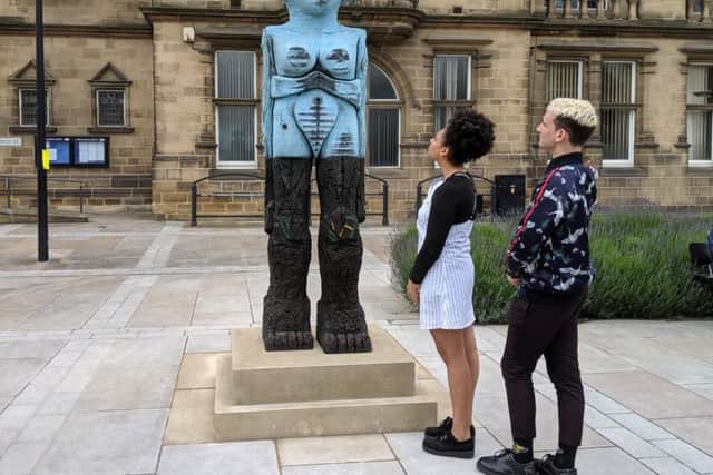 The sculpture, known as Receiver, was created by Huma Bhabha, and is the artist's first installation in the UK.