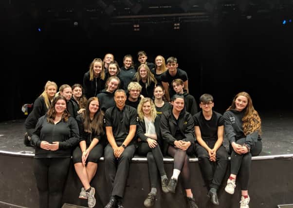 Sixth form pupils at Airedale Academy have produced a play about knife crime which will be shown to schoolchildren across Yorkshire. Pictured with Paul Hepworth.