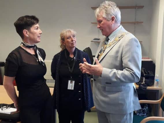 Carole Williams and Annette Jones, from ECHO, received a 'thank you' visit from Wakefield's new mayor.