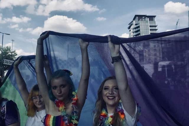 Millie, right, is pictured at Leeds Pride last year. She hopes to organise a Pride event in Ossett.