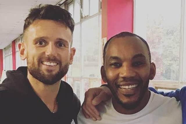 Dom Hunt (left) with trainer Junior Witter (right).