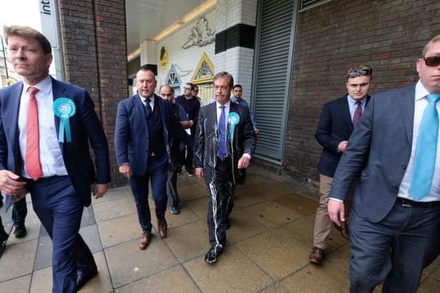Coun Cruise said she wanted to see if Farage "still had milkshake on his suit". The Brexit Party leader had had the drink thrown over him in Newcastle just hours before he came to Wakefield.