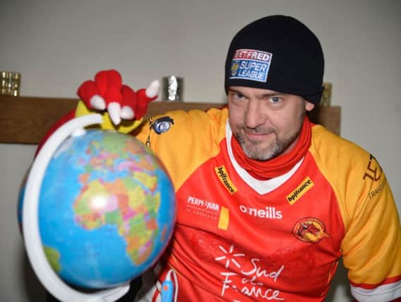 Chris Evans is the Catalan Dragons mascot when the club plays its away matches in the UK.