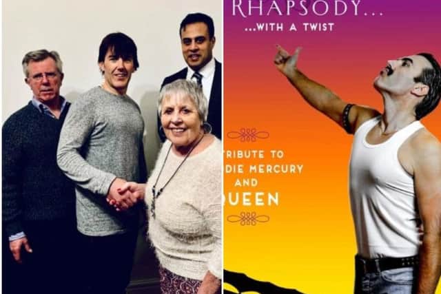 Karl Johnson (2nd left) travels all over Europe as Freddie Mercury.