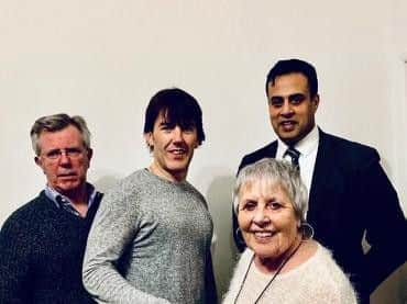 Coun Johnson with fellow Conservative members Richard Hunt and Nadeem Ahmed, and his predecessor, Monica Graham