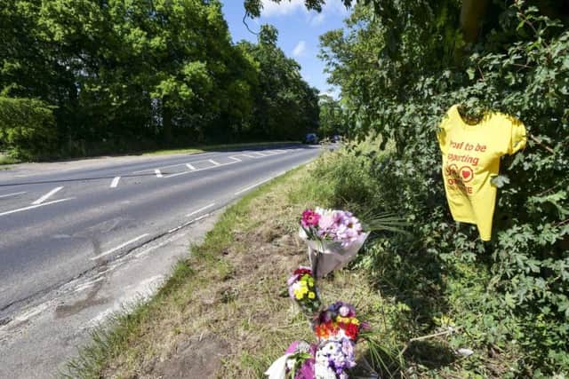 Flowers were left at the scene.