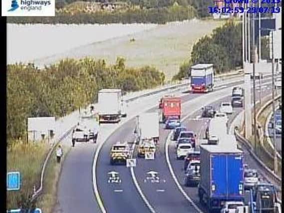 The M62 had two lanes closed (pic by Highways)