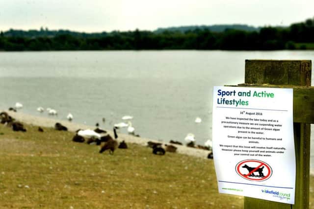 Visitors to Pugneys Country Park have been asked to keep out of the water due to unusual levels of algae.The lake was also closed in 2016, pictured. Photo by Andrew Bellis.