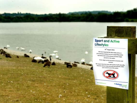 Visitors to Pugneys Country Park have been asked to keep out of the water due to unusual levels of algae.The lake was also closed in 2016, pictured. Photo by Andrew Bellis.