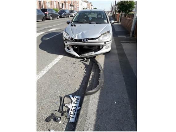 The silver Peugeot 206 was severely damaged in the crash on Aketon Road on Saturday, August 3, shortly before 11pm.