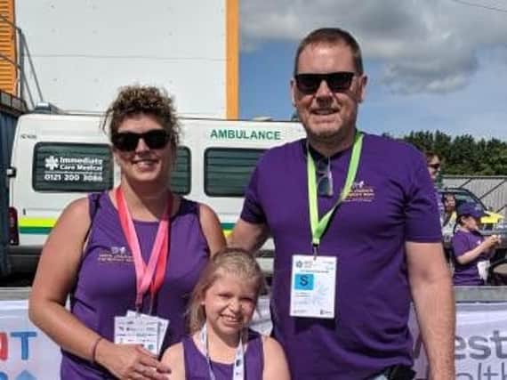 Holly is pictured with parents Natalie and Chris at the British Transplant Games last month.
