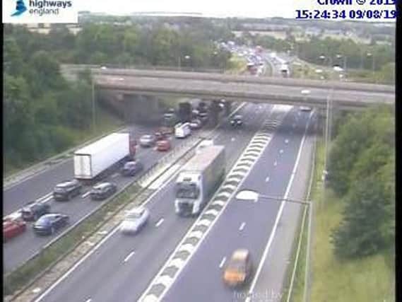 More than six miles of traffic has built up on the A1 close to Pontefract this afternoon. Picture: Highways England