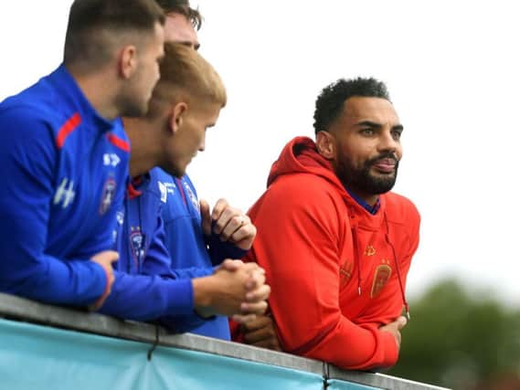 Ryan Atkins watched from the sidelines during Wakefield Trinity's clash with Hull FC last Sunday. PIC: Jonathan Gawthorpe.
