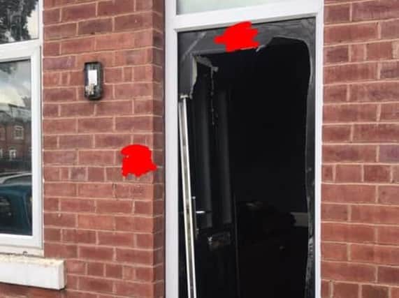 The door was smashed off in one raid. (pic by WYP)
