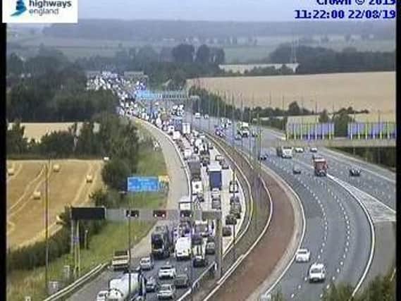 It is understood that a heavy volume of traffic, believed to be the result of drivers heading to Leeds Festival, has led to the delays.Photo: Highways England