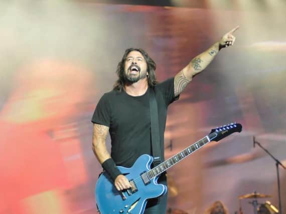 Foo Fighters' Dave Grohl on stage at the Leeds Festival.