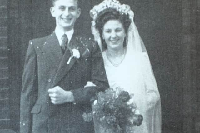 Elsie and Dick's wedding day in 1949.