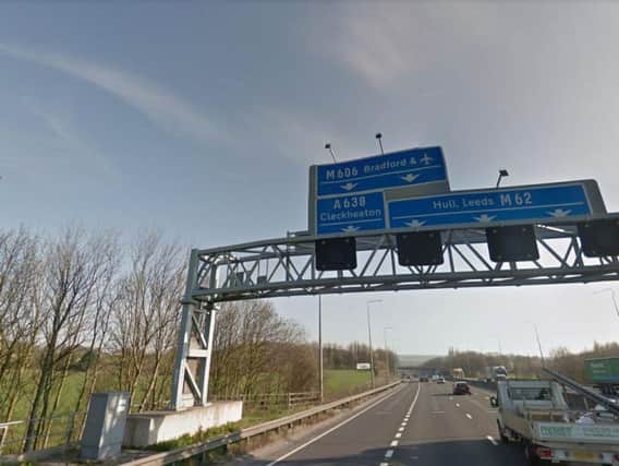 A rush hour crash is causing delays on the M62 between Junction 25 at Brighouse and Junction 26 at Chain Bar (Photo: Google)