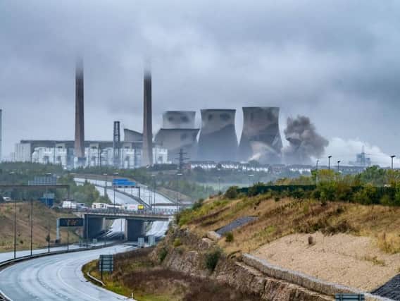 Four of Ferrybridge Power Station's cooling towers were demolished yesterday morning in a spectacular event.