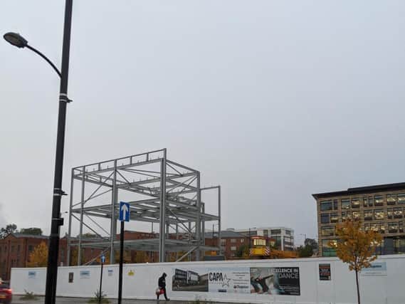 Construction work at CAPA College is well underway, with the buildings structure beginning to take shape.