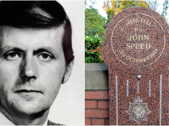 Sgt John Speed, 39, was murdered outside Leeds Parish Church, 35 years ago today.