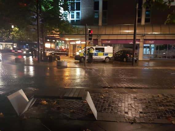 The corner of Northgate and Bullring were cordoned off early on Saturday evening.