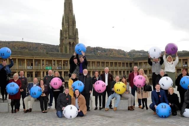 Yorkshire lottery winners at the Piece Hall. Photo by Simon Hulme.
