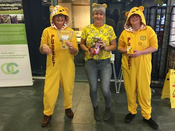 Staff at the Country Park's reception and cafe scrapped their uniforms and dressed in their Pudsey best.