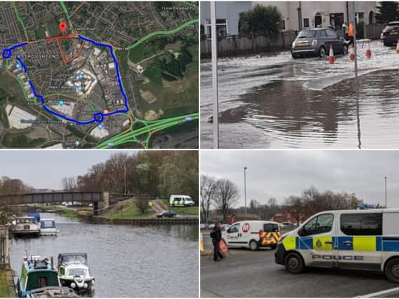 The live traffic situation for the burst water main, which is causing major problems in Castleford this morning (photo thanks to Tracey Cook Osborne) and the police incident at Lock Lane, which is still ongoing.