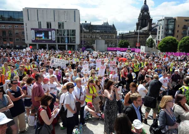 Protesters march against the proposed closure of the Leeds General Infirmary Children's Heart Unit last year.