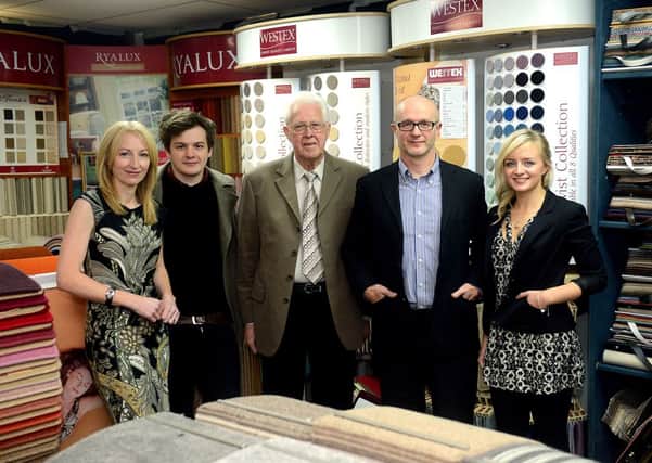 Booths Carpets, Garden Street, Wakefield.
Celebrating 50 years of business.
Three generations of the family are, L to R) Jacqui Richards, Will Booth, Gerry Booth, Robert Booth and Harriet Booth.
w321a347