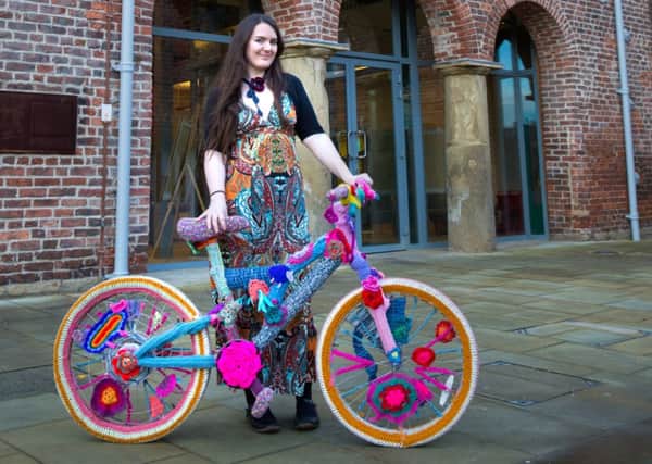 Cassandra Kilbride and the Woolly Bikes project for the Yorkshire stage of the Tour De France 2014, Leeds.