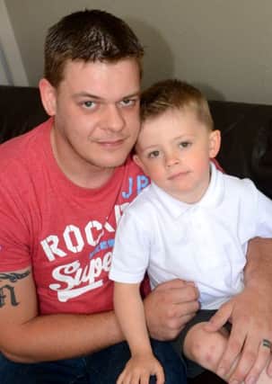 Four year old Kane Smith has just been diagnosed with Duchenne Muscular Dystrophy, pictured with his dad Martin Smith. (h212a427)