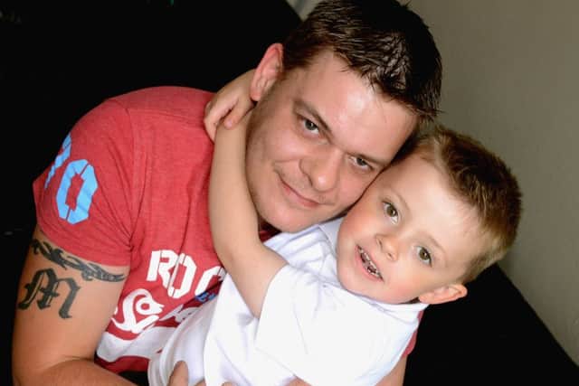 Four year old Kane Smith has just been diagnosed with Duchenne Muscular Dystrophy, pictured with his dad Martin Smith. (h212b427)