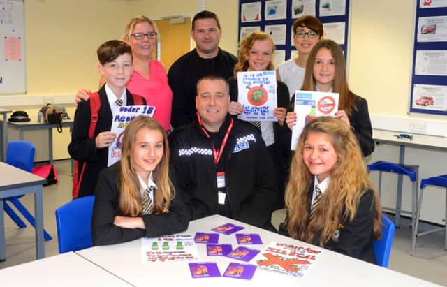 Poster competition winners at Castleford Academy. (p601a439)