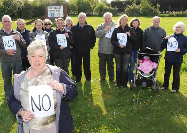 Residents protesting at Kellingley Colliery. Plans have been submitted for the construction of a 26MW incinerator which will burn up to 280,000 tons of waste.Front Sue Ackroyd.