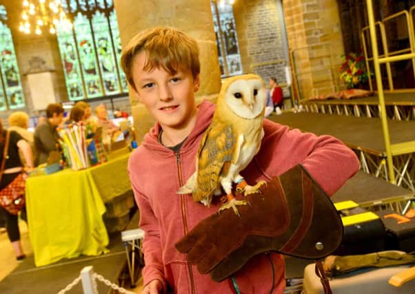 The first indoor market at Wakefield Cathedral. Ben Greenley with Ruby.(W561D444)